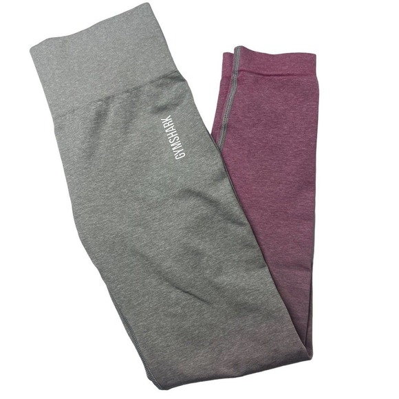 Gymshark Gray Pink Ombre Seamless Cropped Leggings Size S - Picture 2 of 10